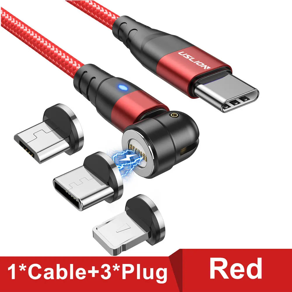 USLION 3 in 1 60W Magnetic Cable Quick Charge 4.0 USB C to Type C Cable PD Fast Charging For Samsung MacBook Data Charger Cable