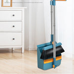 Orange 3in1 Foldable Broom Dustpan & Squeegee Set With 180 Spend Rotating Head, Dustpan Comb Edge & Stainless Steel Handle For Versatile Home Cleaning