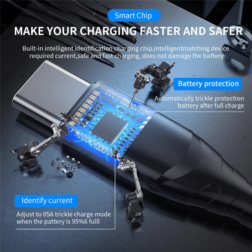 USLION 3 in 1 60W Magnetic Cable Quick Charge 4.0 USB C to Type C Cable PD Fast Charging For Samsung MacBook Data Charger Cable