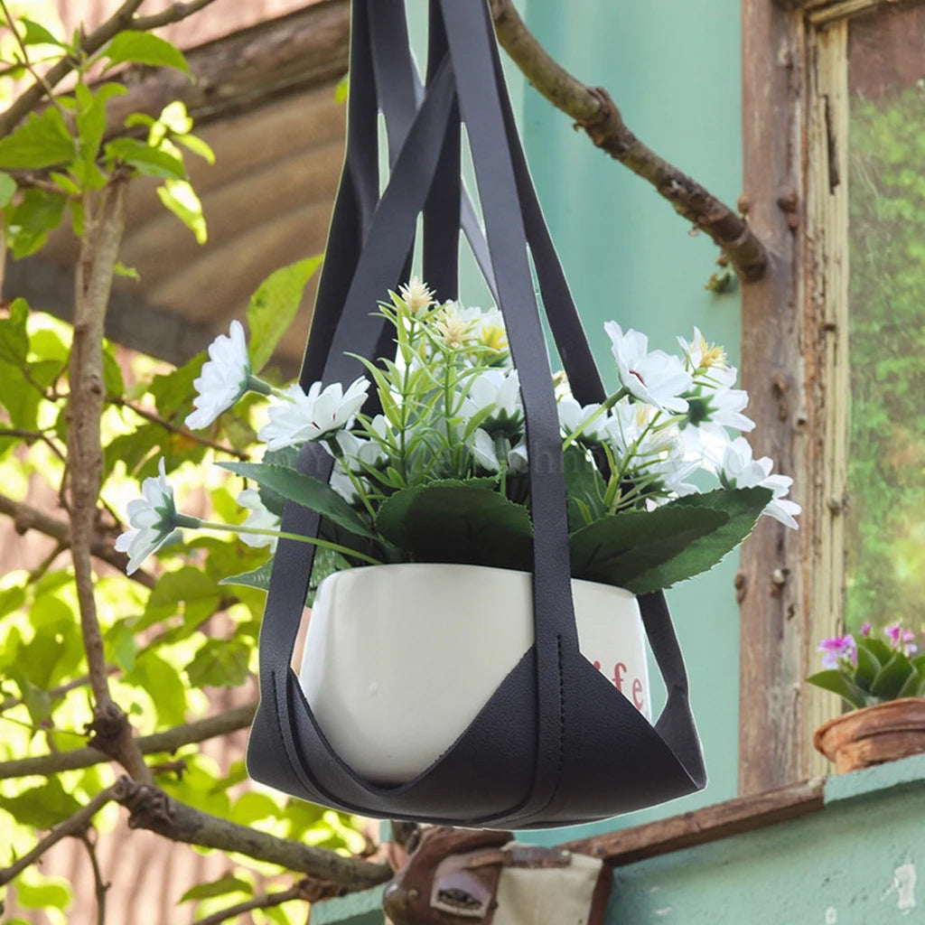 YY Leather Plant Hanger Hanging Planter Shelf Gardening Accessories, Flower Pot Holder or Garden Outdoor Bedroom