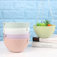 Rattan Pattern Hanging Flower Pot with Chains