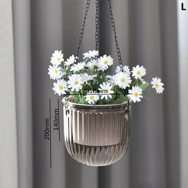Hanging Flowerpot Self Absorbing Water Hanging Planter Thickened Plastic Planter Hydroponic Soil Cultivation Lazy Flower Pot FU