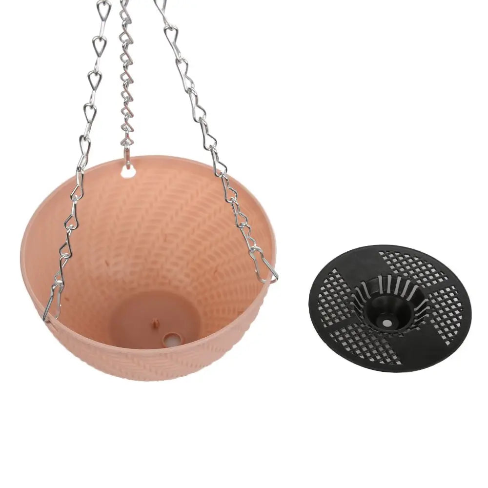 1 PC Plastic Succulent Plant Garden Decoration Bracketplant Hanging Basket Rattan Pattern Flower Pots Chains Flowerpot