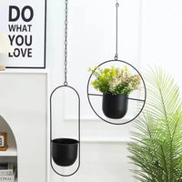 Creative Iron Plant Hanging Basket with Hook Modern Succulent Plant Flowerpot Hanging Bucket Simple Plant Pot Home Decoration