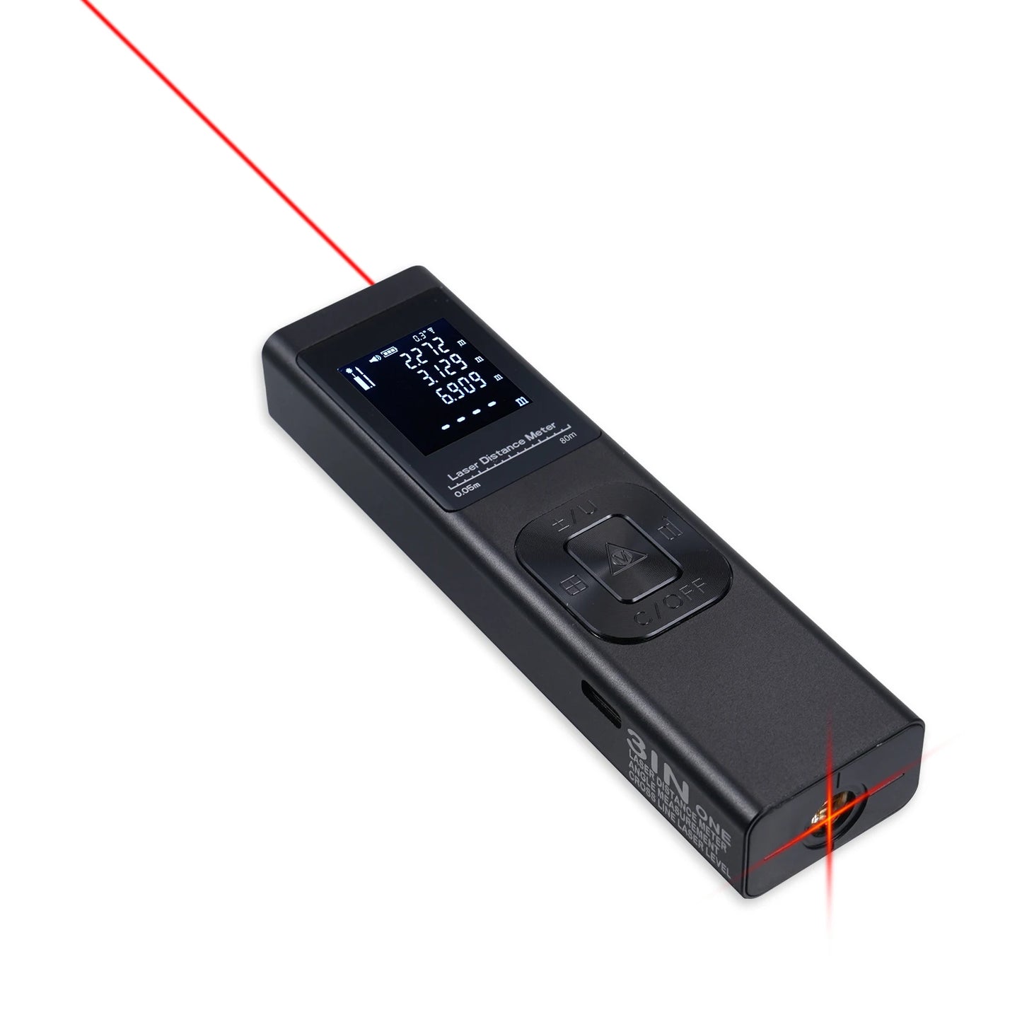 3in1 Laser Distance Meter Angle Measure Cross  Level Electric Angle Sensor with Backlit LCD Screen Distance, Area