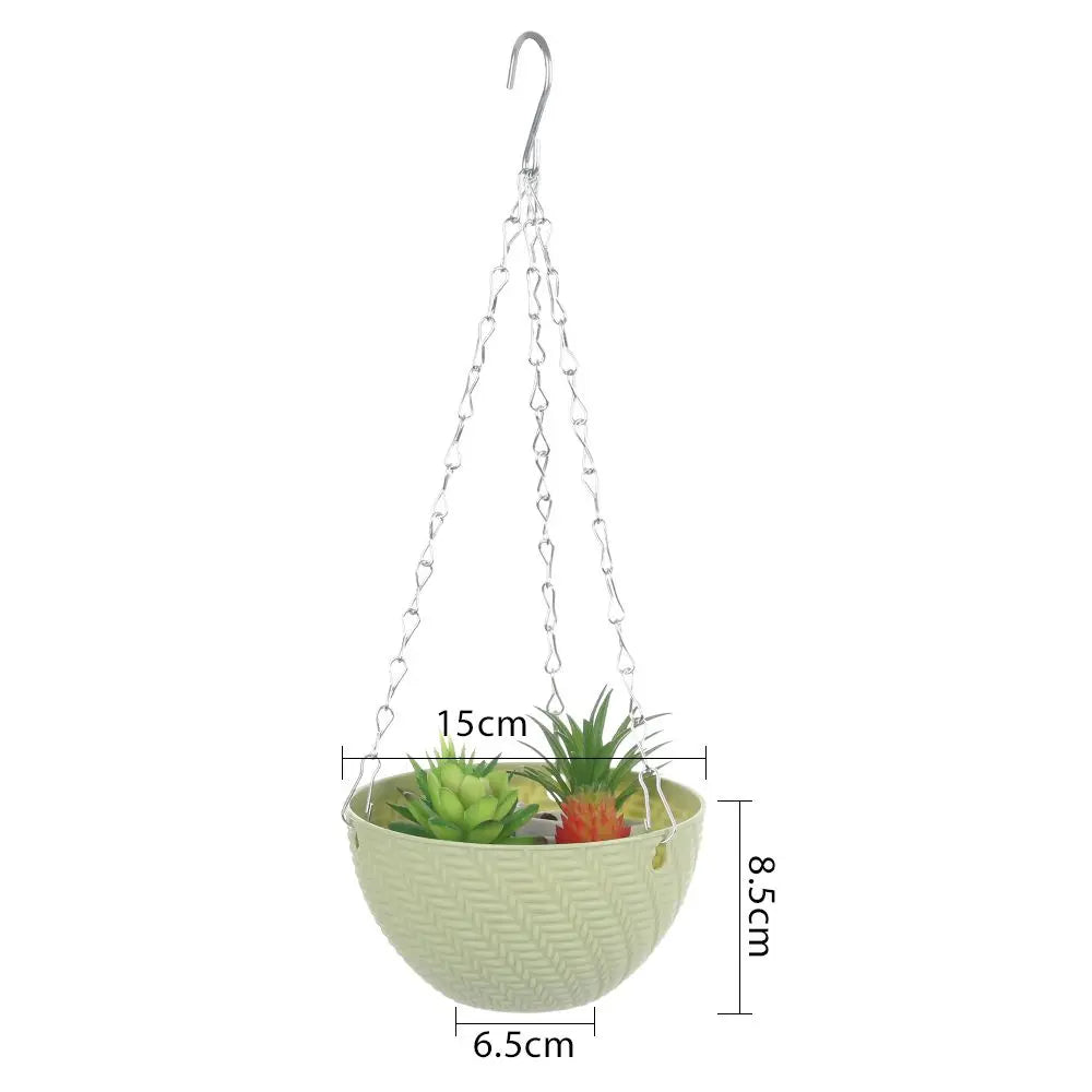 1 PC Plastic Succulent Plant Garden Decoration Bracketplant Hanging Basket Rattan Pattern Flower Pots Chains Flowerpot