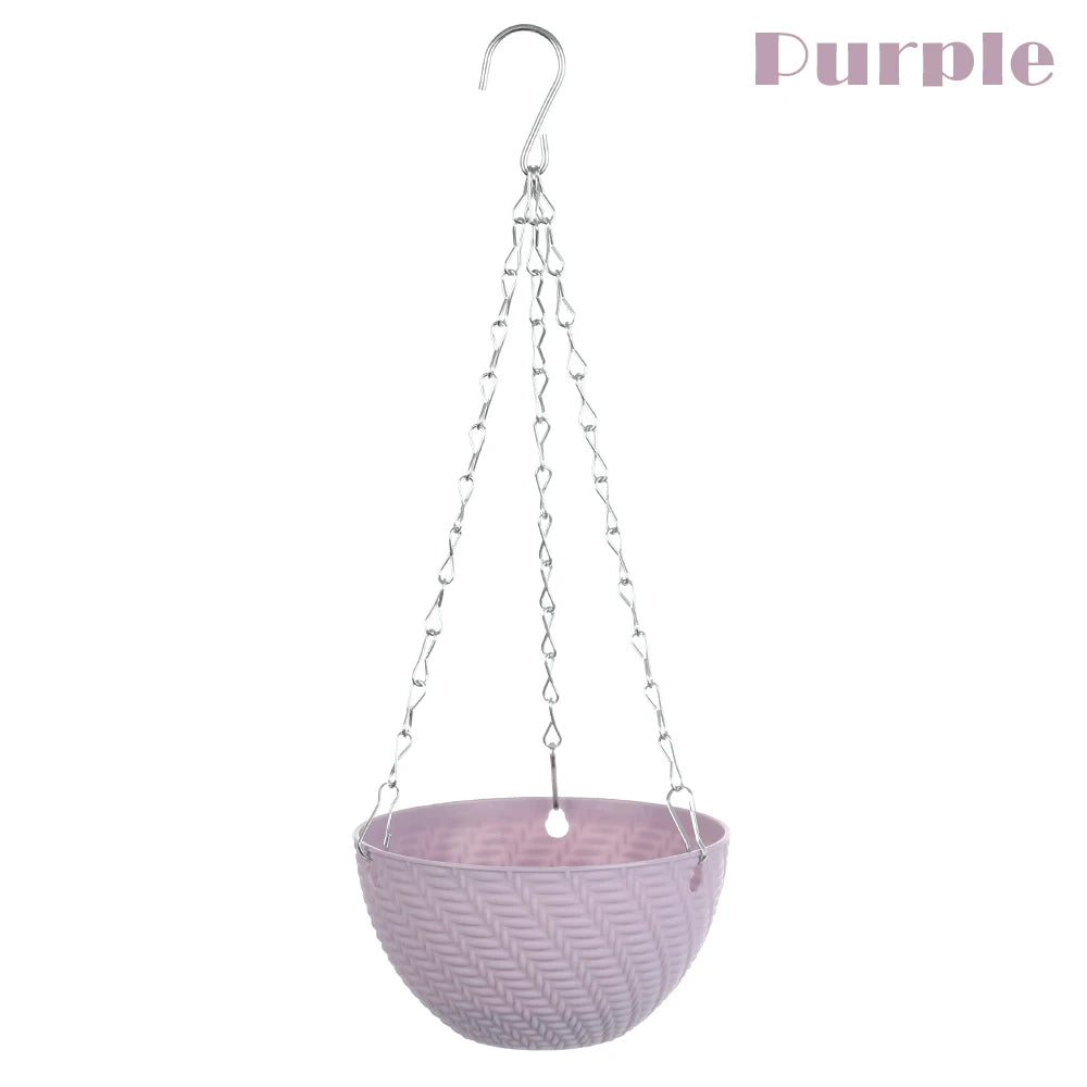 1 PC Plastic Succulent Plant Garden Decoration Bracketplant Hanging Basket Rattan Pattern Flower Pots Chains Flowerpot