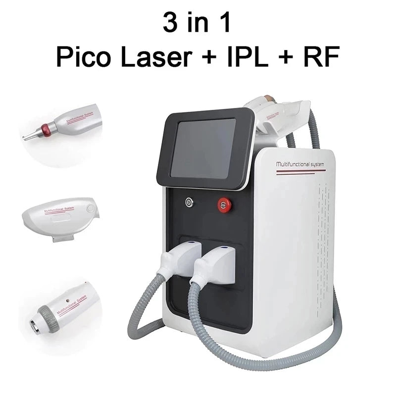 3in1 e-light  OPT IPL RF Nd YAG permanent painless hair removal beauty equipment skin regeneration black carbon stripper