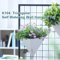 Fashion Triangular Wall Mounted Flower Pots Self Watering Hanging Basin for Plants Lazy Flowerpot Office Home Garden Accessories
