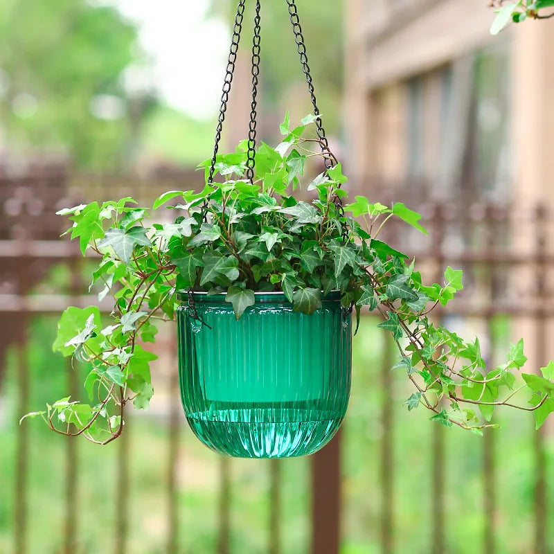 Hanging Flowerpot Self Absorbing Water Hanging Planter Thickened Plastic Planter Hydroponic Soil Cultivation Lazy Flower Pot FU
