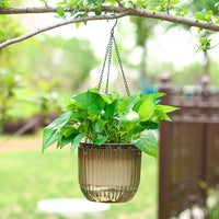 Transparent Hanging Basket Flower Pot for Lazy PeopleinsWind Self-priming Hydroponic Resin Large Diameter Fall-resistant Sunproo