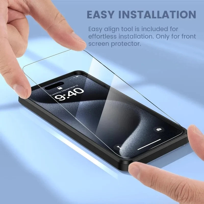 4in1[2 Back + 2 Front Tempered Glass] Clear Glass For iPhone 16 15 14 Plus 13 12 Mini 11 Pro Max 16Pro 15Pro Screen Film