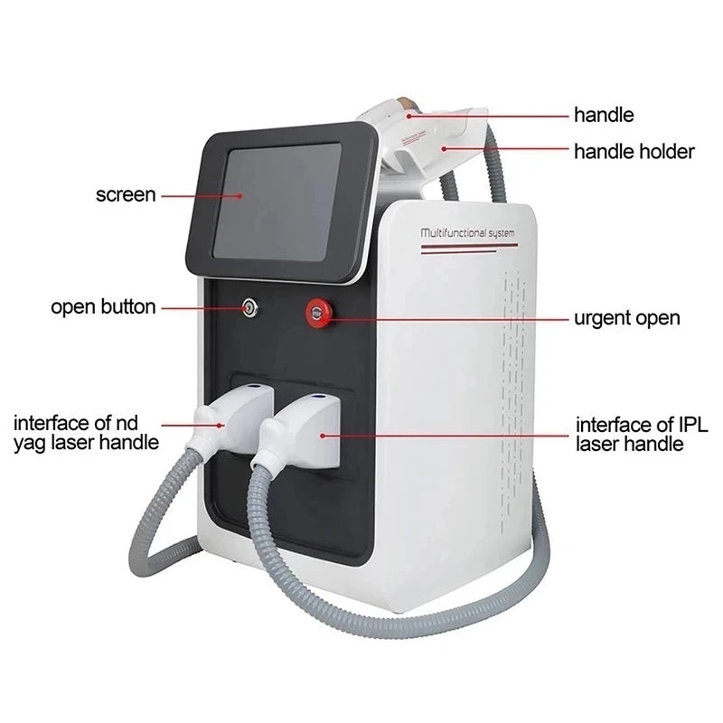 3in1 e-light  OPT IPL RF Nd YAG permanent painless hair removal beauty equipment skin regeneration black carbon stripper