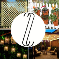 6pcs Black Heavy-Duty Long S Hooks for Hanging Plants Garden Terrace Indoor Outdoor Extension Hooks