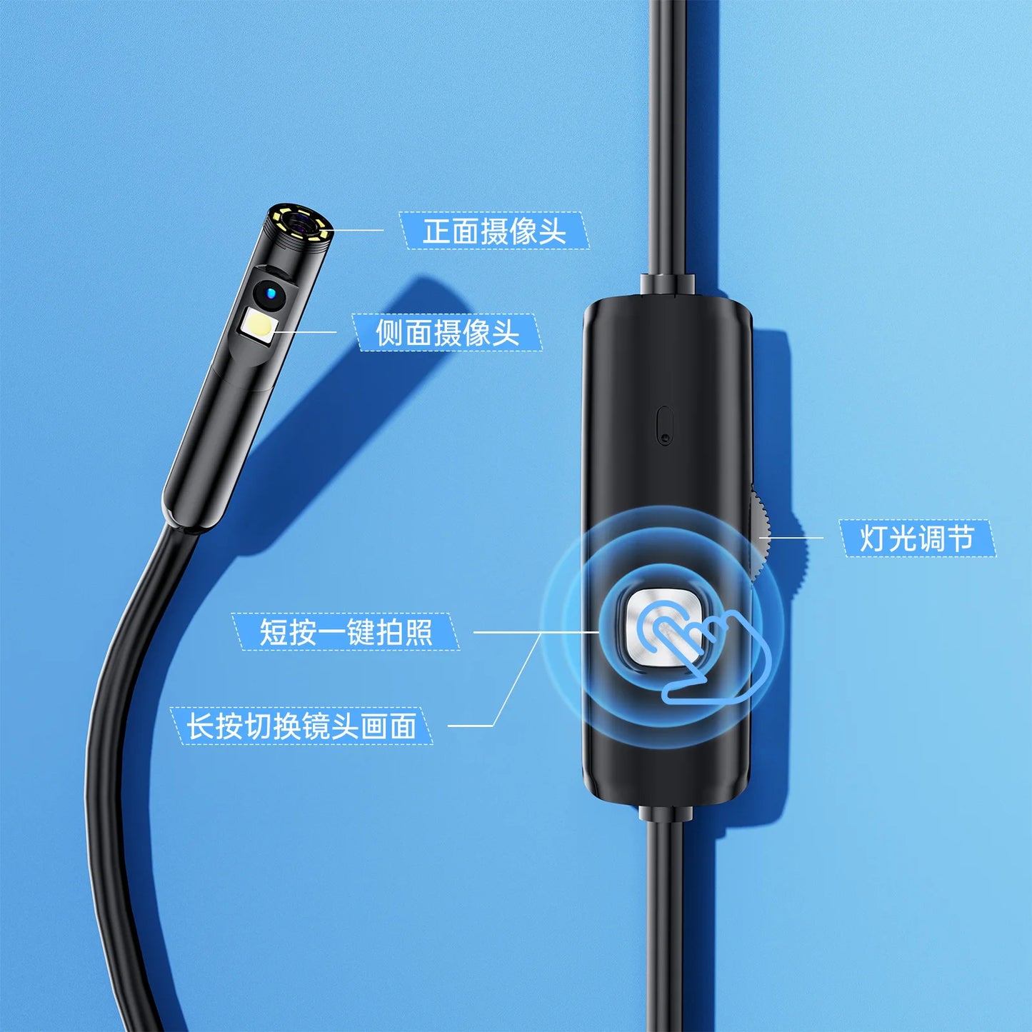 3in1 USB for Android ISO Dual Lens   Endoscope Camera CMOS Borescope Inspection Otoscope Camera Digital Microscope