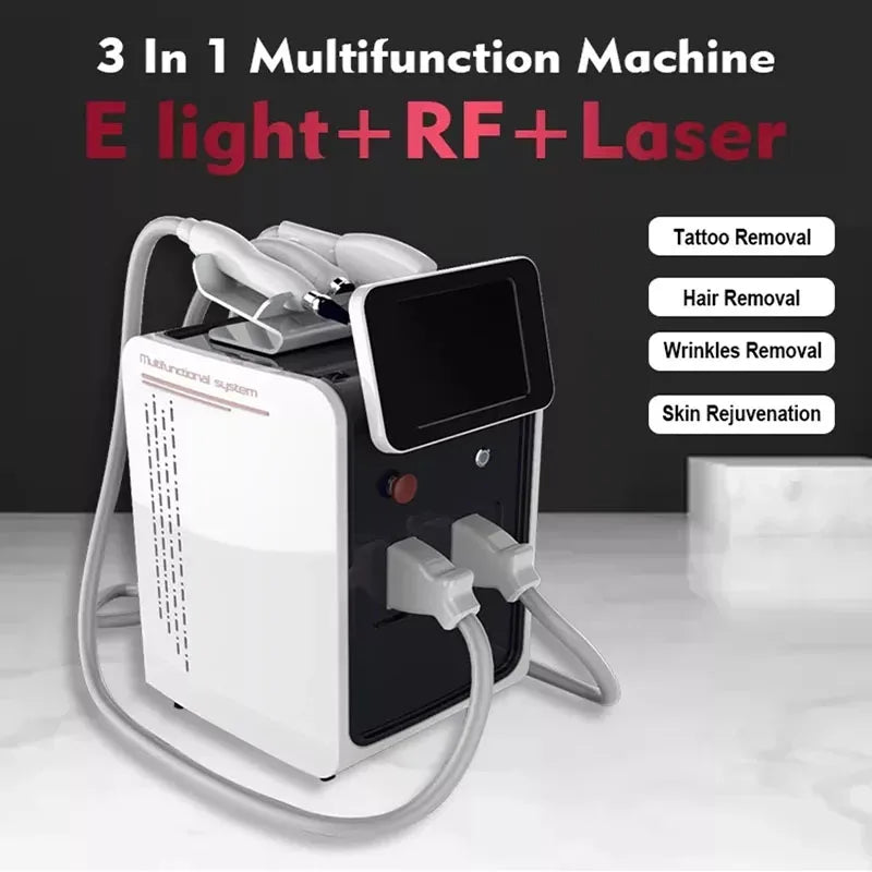 3in1 e-light  OPT IPL RF Nd YAG permanent painless hair removal beauty equipment skin regeneration black carbon stripper