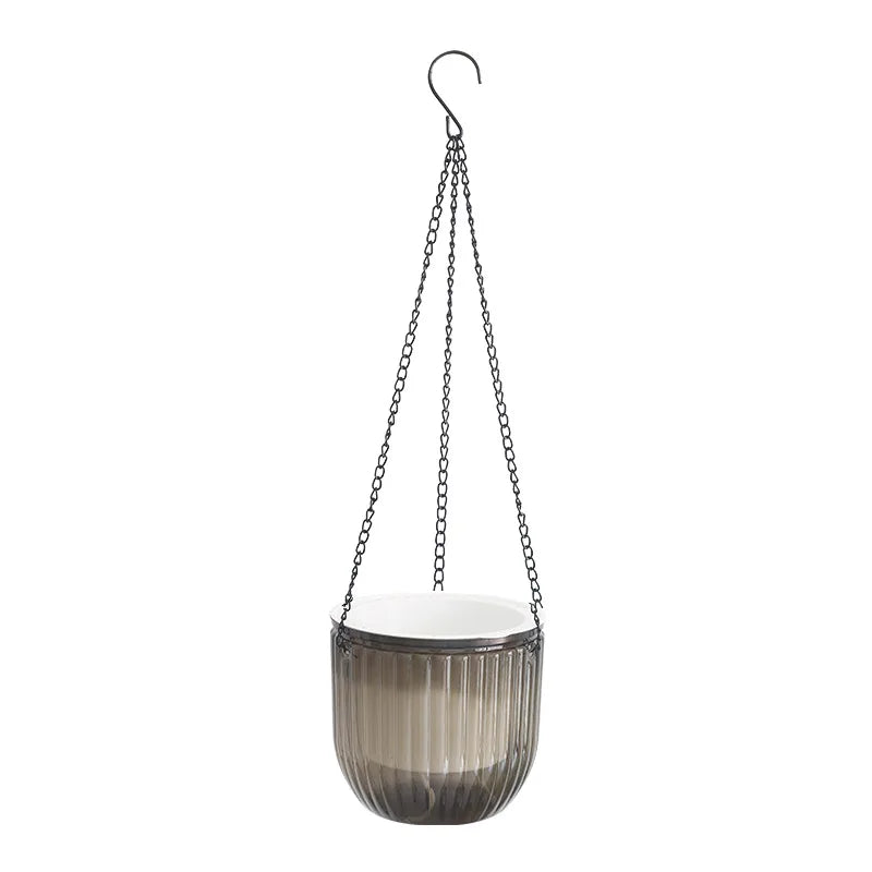 Transparent Hanging Basket Flower Pot for Lazy PeopleinsWind Self-priming Hydroponic Resin Large Diameter Fall-resistant Sunproo