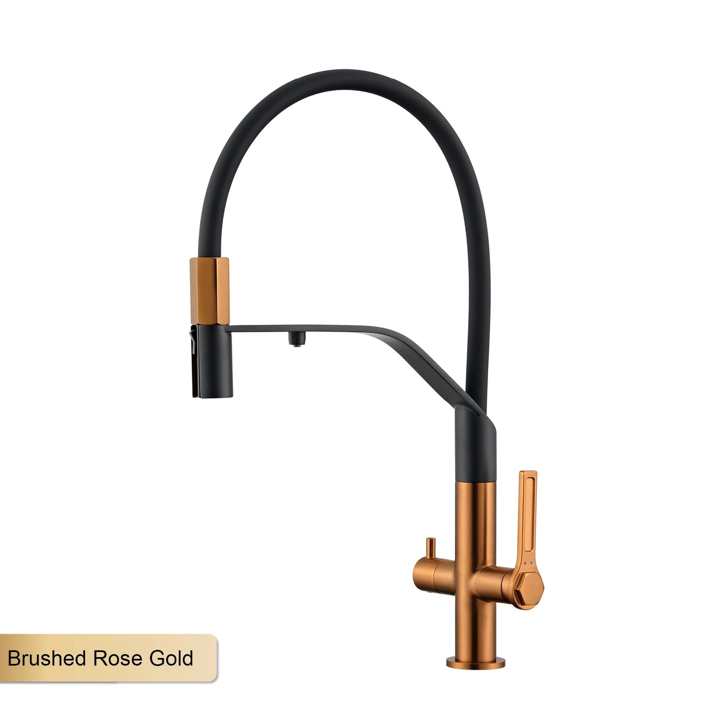 Modern Gun-Grey Stainless Steel 3-in-1 Kitchen Faucet with Filtered Water 1 Hole Double-Handle Mixer for Cold&Hot Water Sink Tap