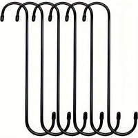 6pcs Black Heavy-Duty Long S Hooks for Hanging Plants Garden Terrace Indoor Outdoor Extension Hooks