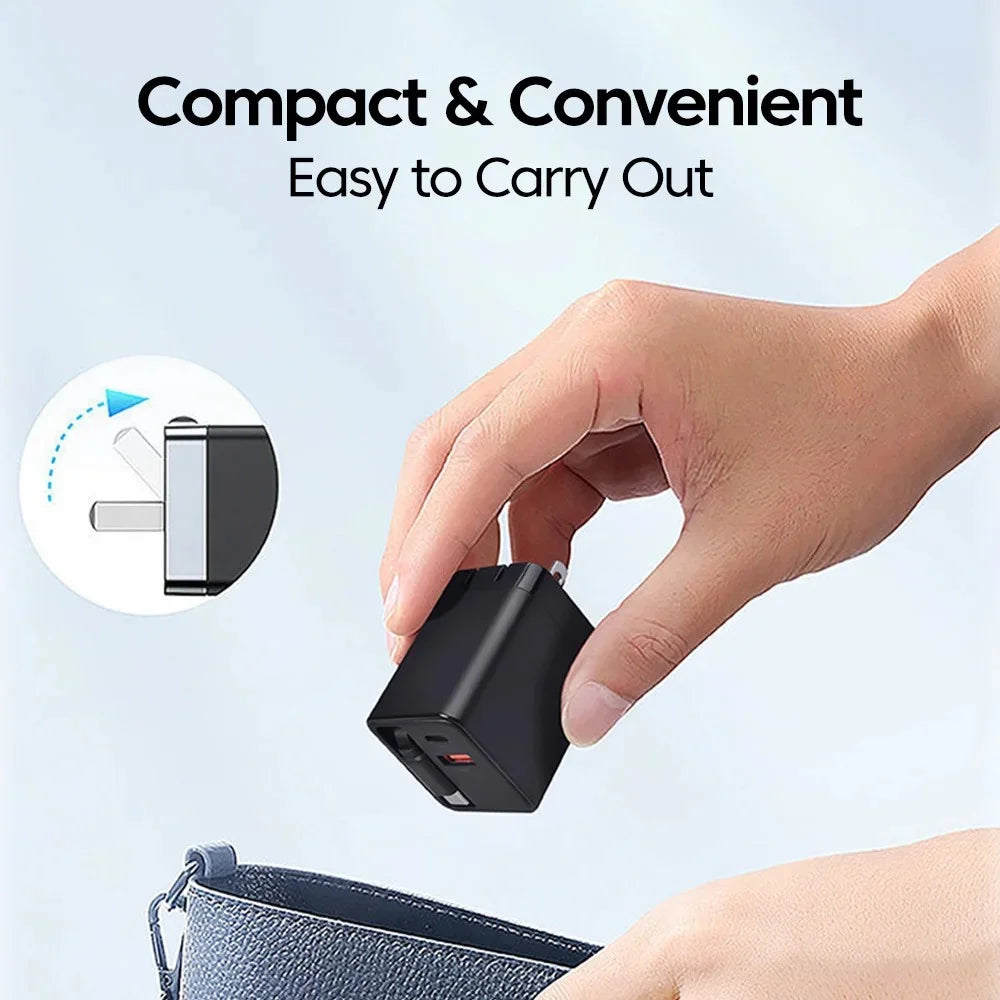 3 in 1 GaN USB Charger 80W Type C Fast Charging Phone Charge Adapter Type C Fast Charging Cable For iPhone Samsung Xiaomi Huawei