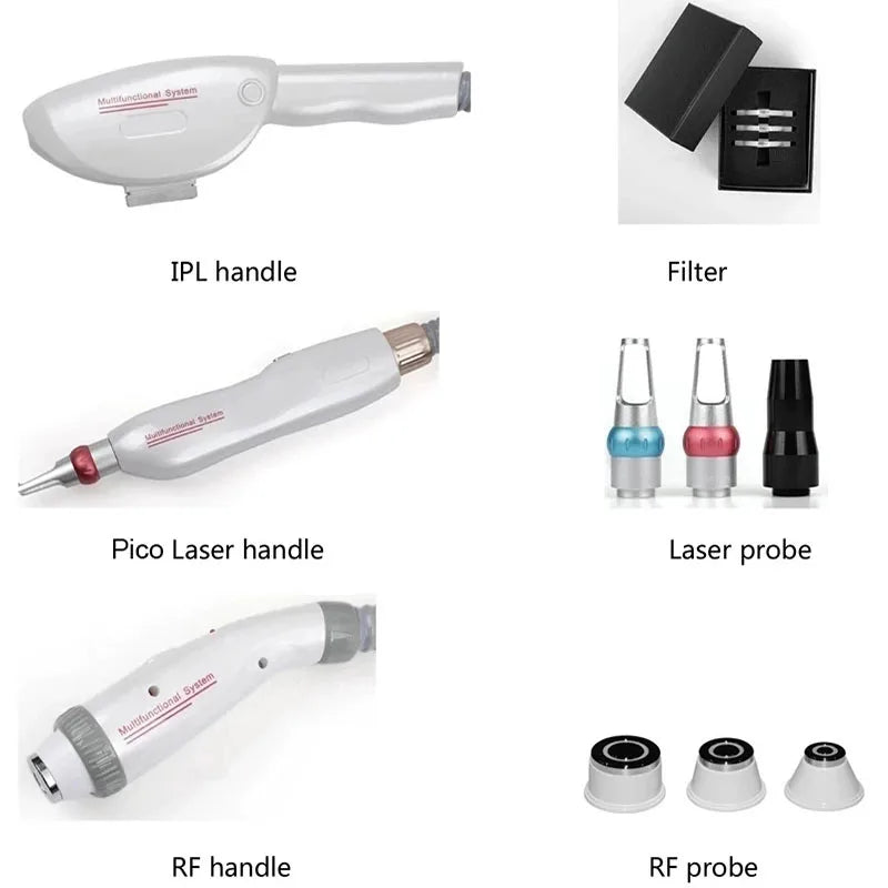 3in1 e-light  OPT IPL RF Nd YAG permanent painless hair removal beauty equipment skin regeneration black carbon stripper