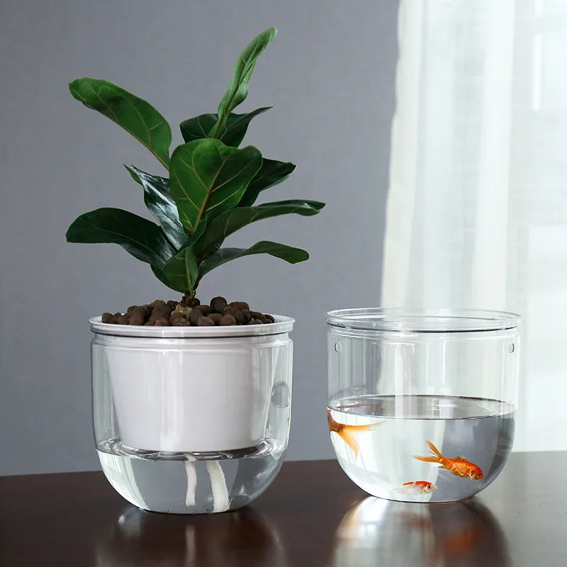Hanging Flowerpot Self Absorbing Water Hanging Planter Thickened Plastic Planter Hydroponic Soil Cultivation Lazy Flower Pot FU