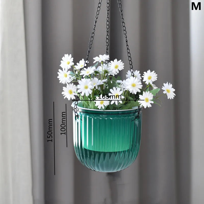 Hanging Flowerpot Self Absorbing Water Hanging Planter Thickened Plastic Planter Hydroponic Soil Cultivation Lazy Flower Pot FU