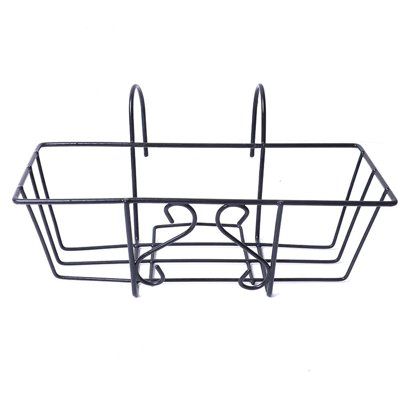 Hanging Wire Basket with Hooks – Wall Grid Railing Shelf for Succulent Plants. Metal Storage Holder for Balcony Home Decor