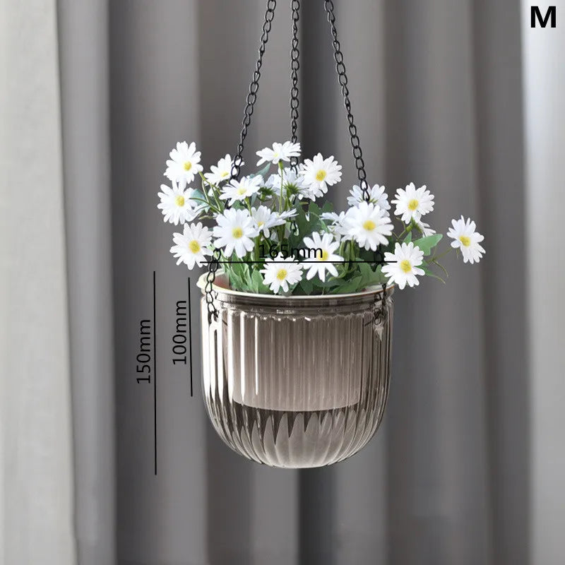 Hanging Flowerpot Self Absorbing Water Hanging Planter Thickened Plastic Planter Hydroponic Soil Cultivation Lazy Flower Pot FU