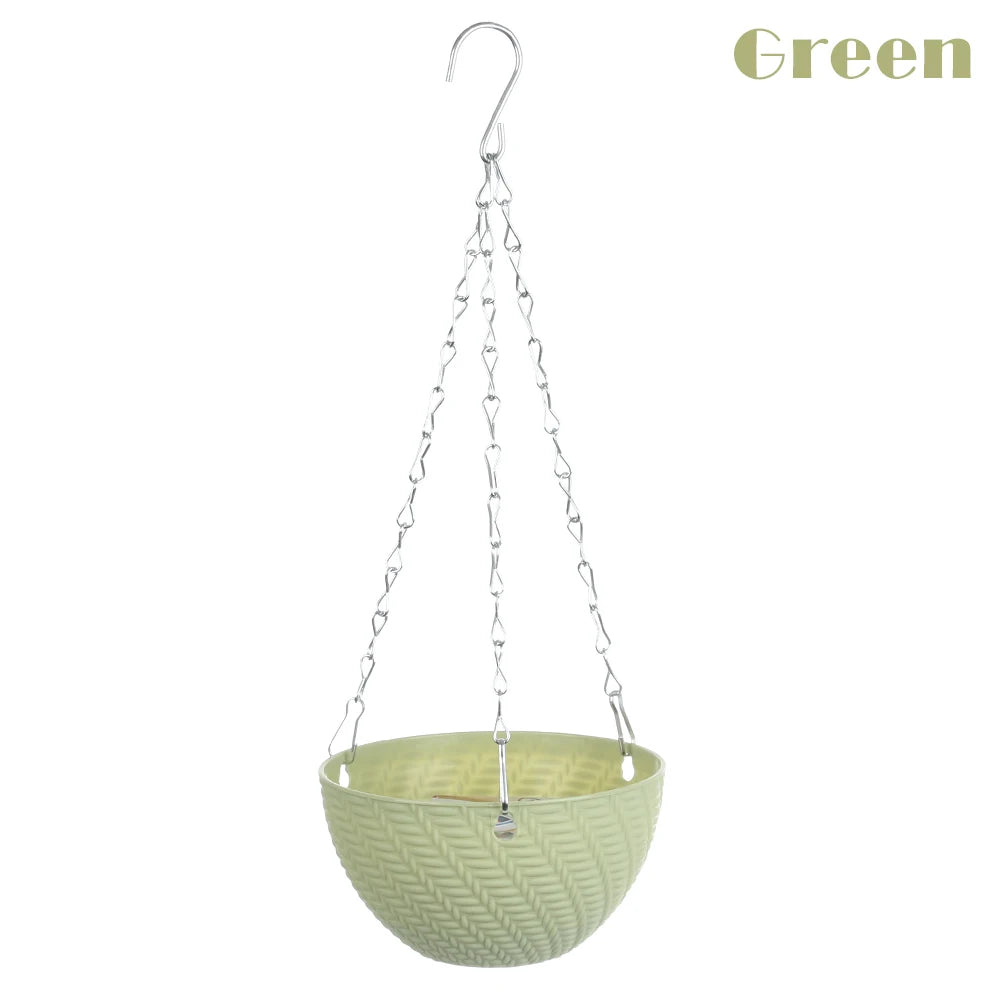 1 PC Plastic Succulent Plant Garden Decoration Bracketplant Hanging Basket Rattan Pattern Flower Pots Chains Flowerpot