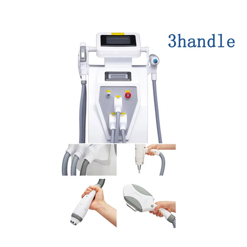 3in1 e-light  OPT IPL RF Nd YAG permanent painless hair removal beauty equipment skin regeneration black carbon stripper