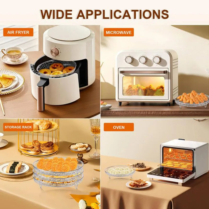 3 Stackable Dehydrator Steamer Racks,304 Stainless Steel Grill Rack Fits 4.2-5.8 QT Air Fryer, Oven Accessories Basket