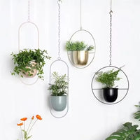 Creative Iron Plant Hanging Basket with Hook Modern Succulent Plant Flowerpot Hanging Bucket Simple Plant Pot Home Decoration