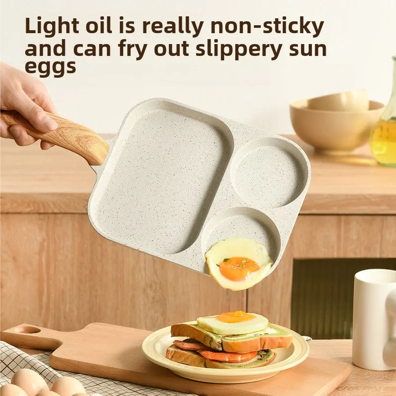 Universal Partition Non-stick 3-in-1 Egg Mini Burger Pan Multifunctional Home Use kitchen breakfast Steak Flat bottom frying pan