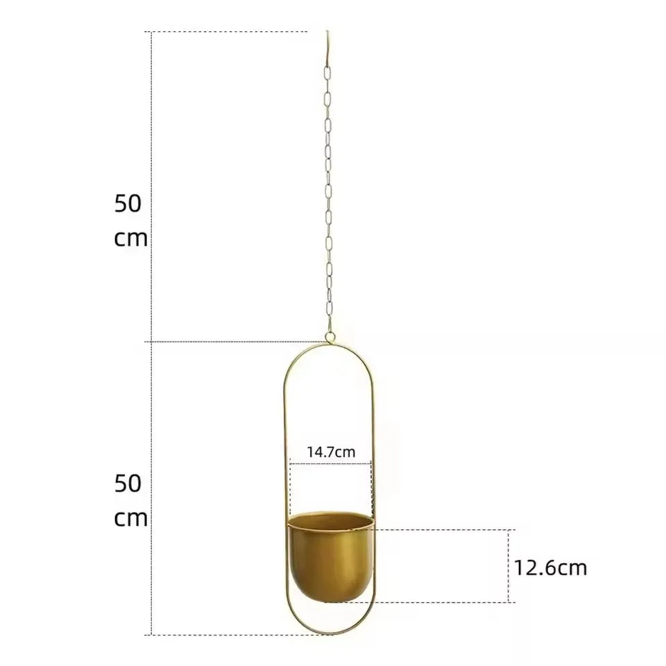 Creative Iron Plant Hanging Basket with Hook Modern Succulent Plant Flowerpot Hanging Bucket Simple Plant Pot Home Decoration