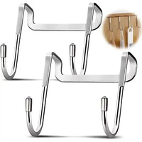 1-5Pcs Stainless Steel Hook Free Punching Double S-Shape Hook Kitchen Bathroom Cabinet Door Back Type Coat Towel Storage Hanger