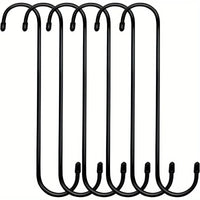 6pcs Black Heavy-Duty Long S Hooks for Hanging Plants Garden Terrace Indoor Outdoor Extension Hooks